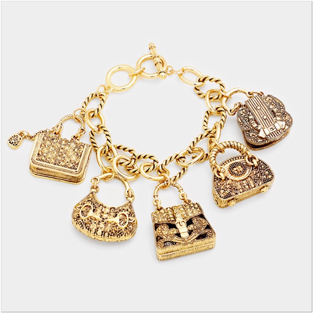 Handbag Charm Bracelet (Gold)